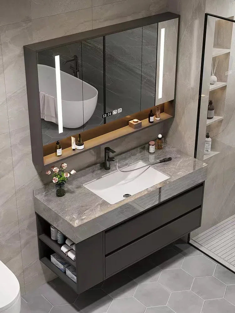 L Light Luxury Bathroom Stone Plate Integrated Bathroom