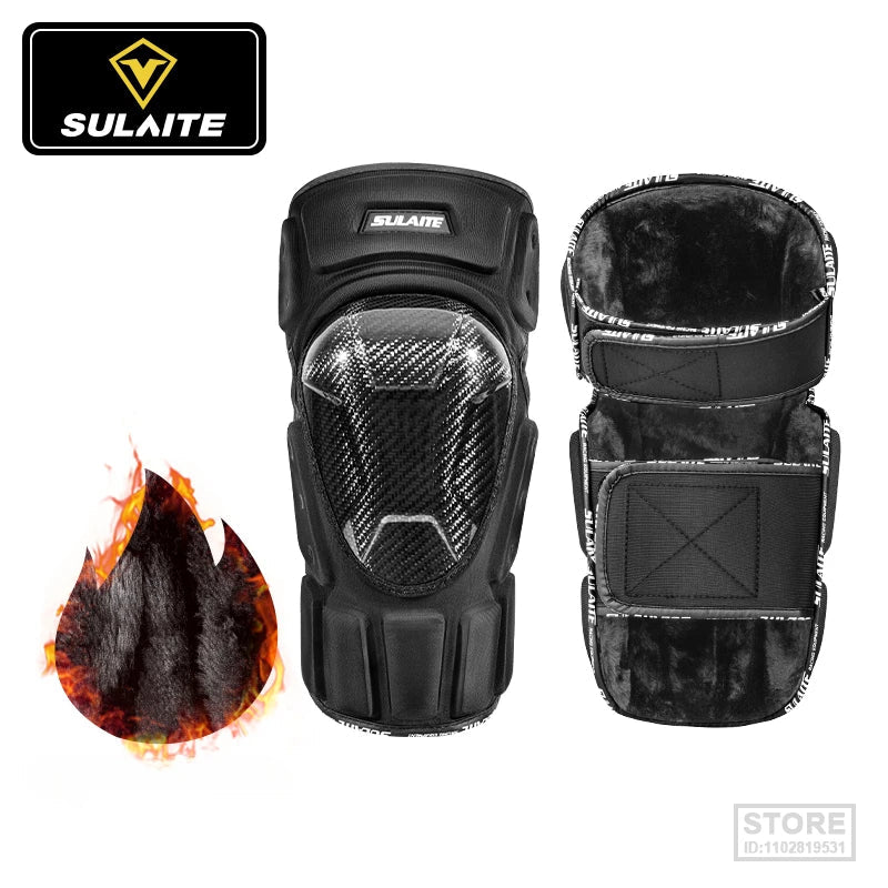SULAITE Motorcycle Knee Pads Carbon Fiber Anti-fall Protective Gear Windproof Warm Leg Protection Motocross Off-road Equipment