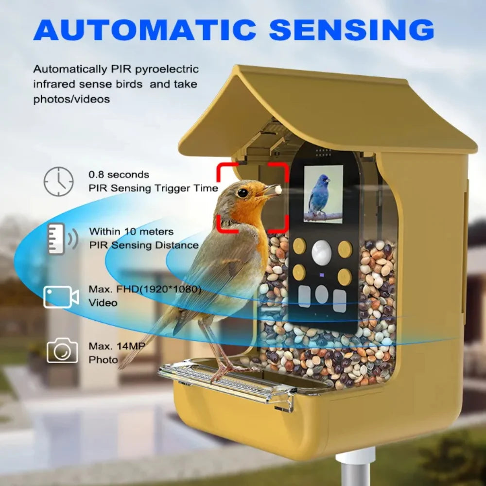 Outdoor Garden Waterproof Smart Window Bird Feeder Wildlife