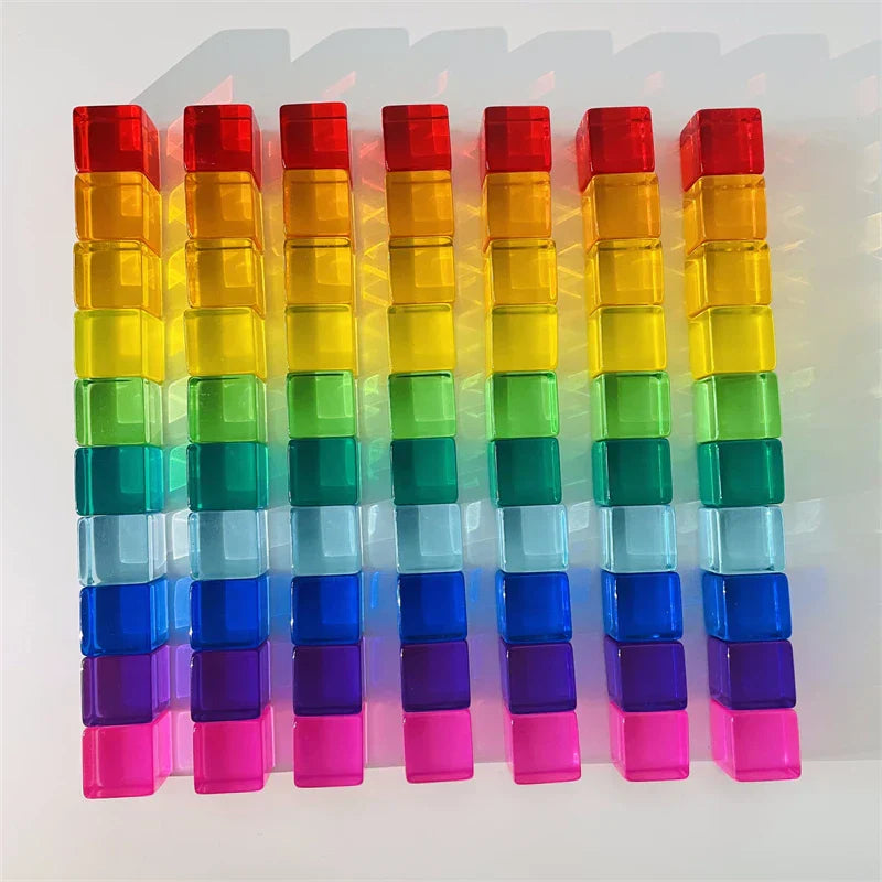 Acrylic Cubes Rainbow Gem Blocks Transparent Stacking Toys