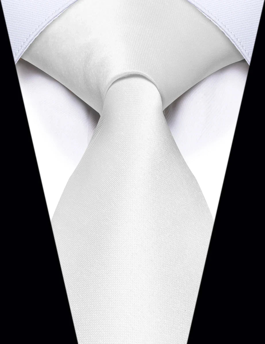 Luxury White Solid Necktie for Man Accessories Classic