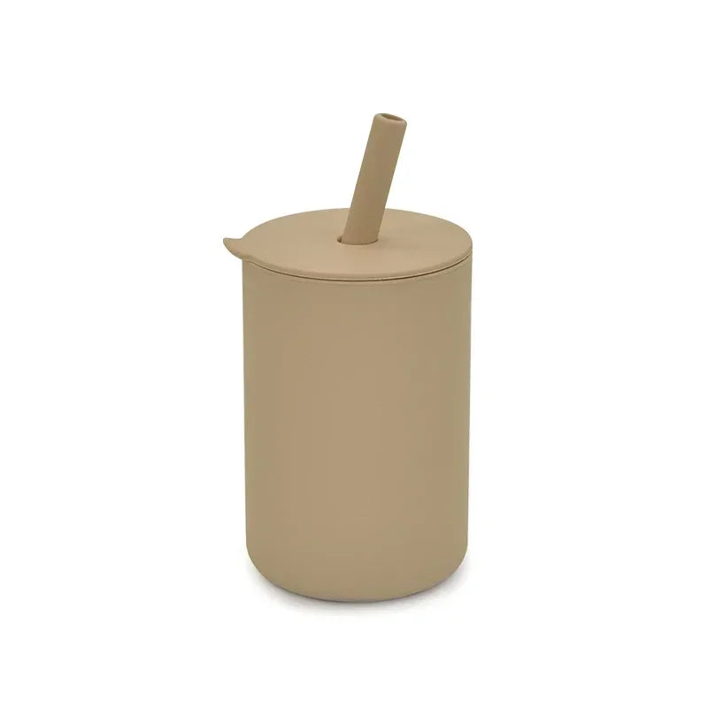 Baby Silicone Feeding Training Cutlery Liquid Straw Cup