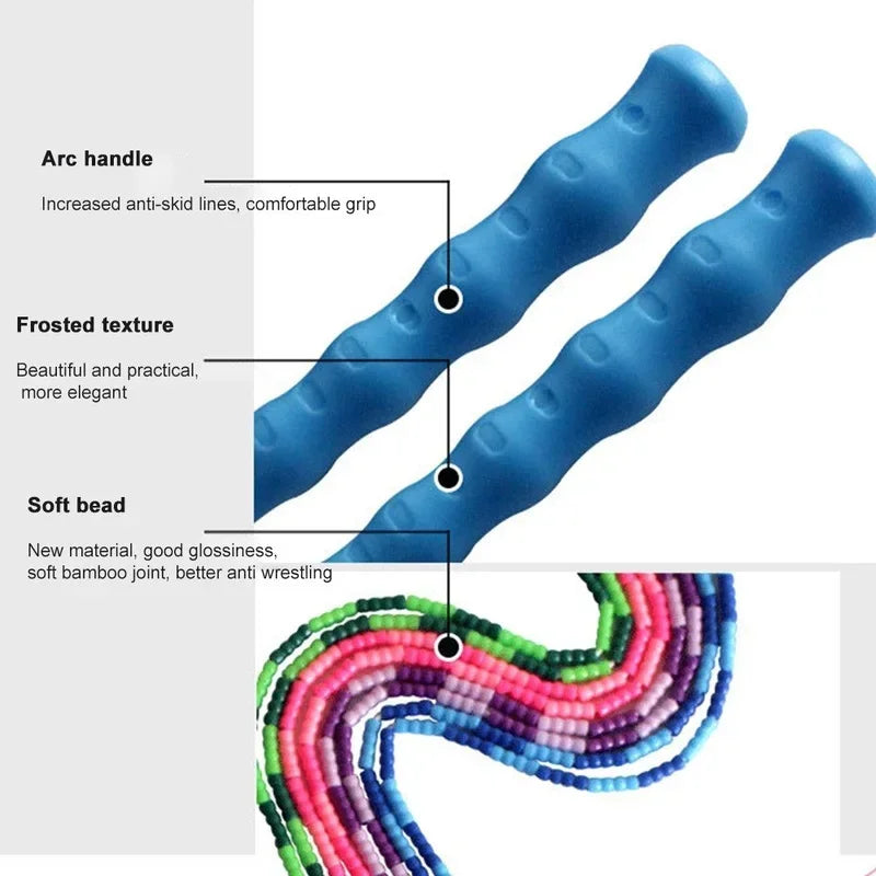 Skipping Rope Soft Beads Unknotted Long Jump Rope