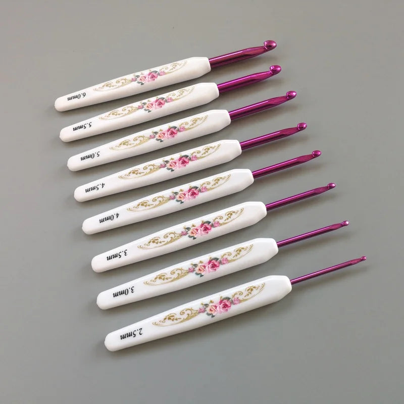 16Pcs Aluminum Crochet Hook Kit Printing Storage Bag