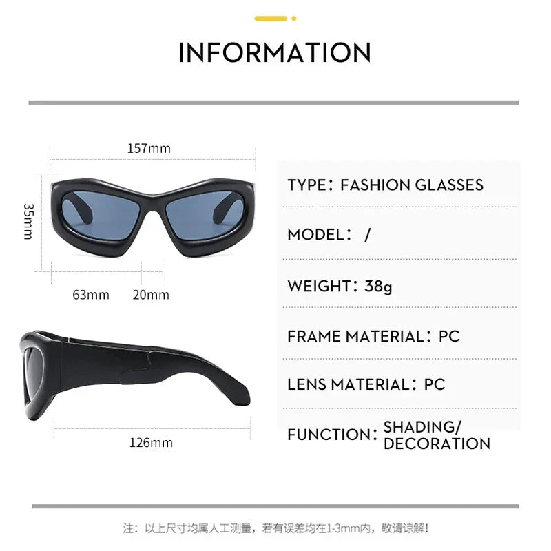 Fashion Y2K Cyberpunk Sunglasses Women Men UV400 Red