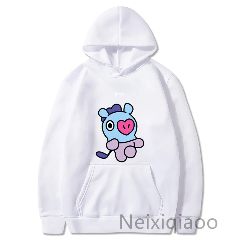 Plus Size Bt21 Cartoon Prints Hoody Women Men