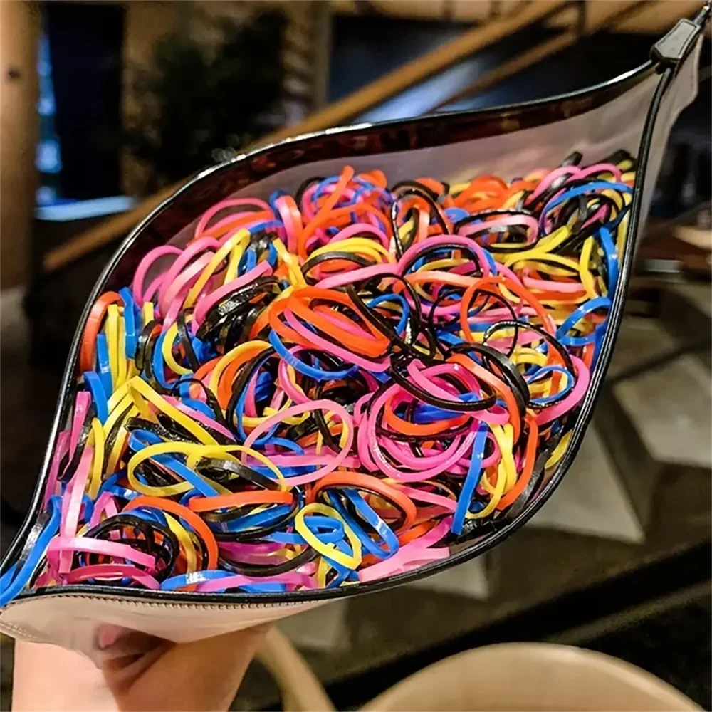 1000pcs Disposable Colorful Hair Ties Elastic Hair Bands