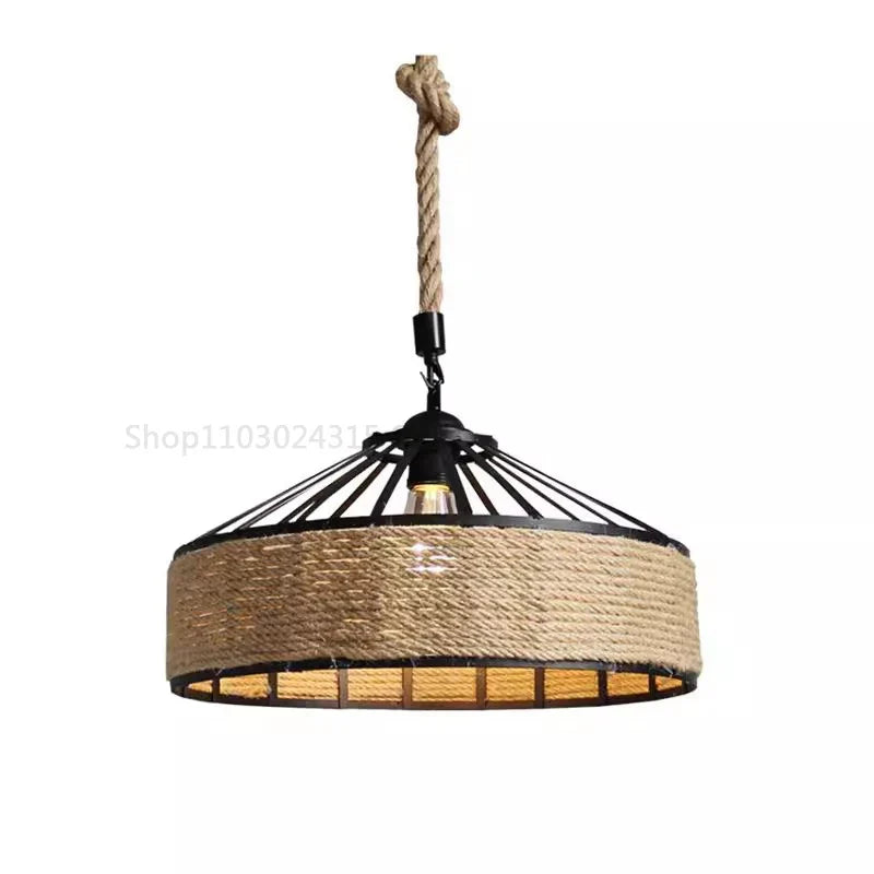 Classical Hemp Rope Pendant Hanging Lamp Lustre