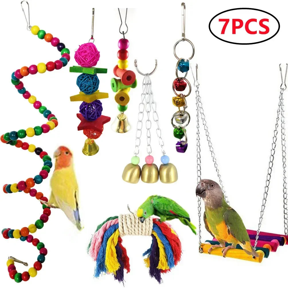 Toys Standing Bell Swing Toy Parrot Bird Combination