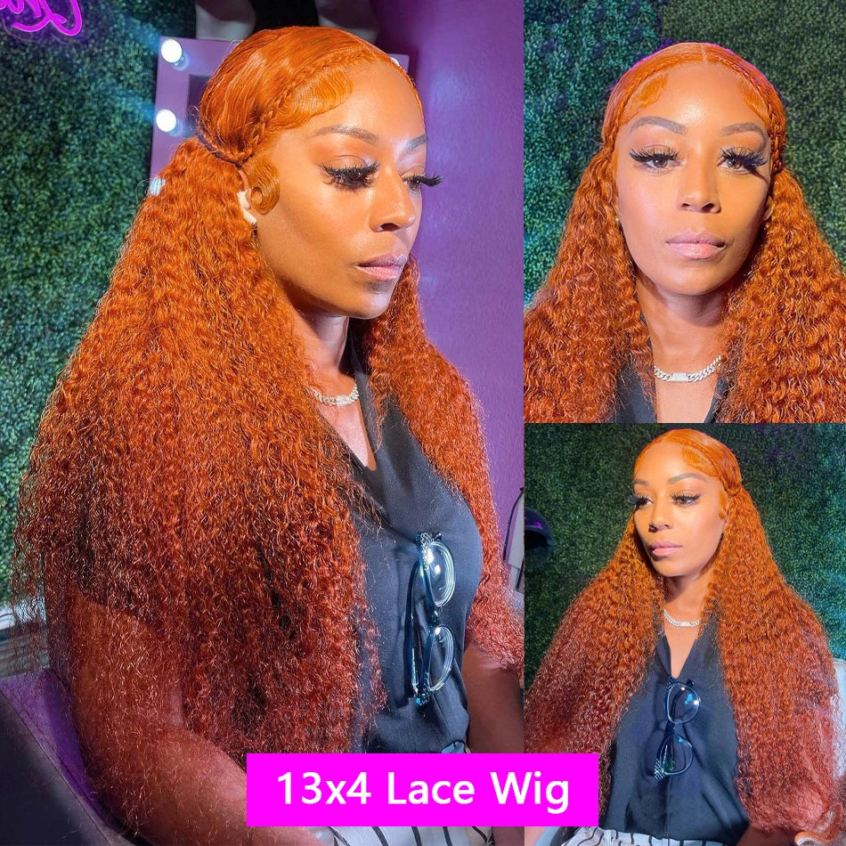 13x4 Deep Wave Orange Ginger Lace Front Wigs