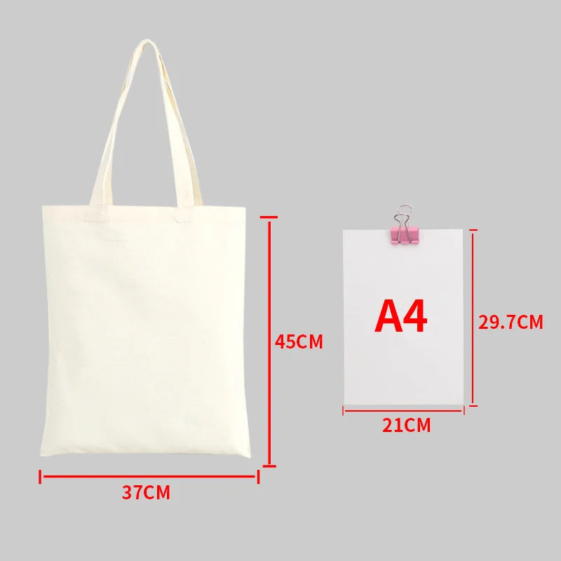 Large Capacity Canvas Shopping Bags DIY Folding EcoFriendly