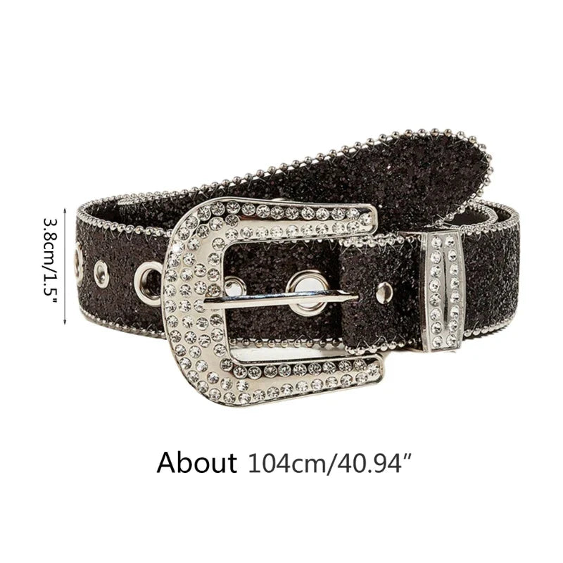 M2EA Goth for rhinestone Belts Women PU Leather