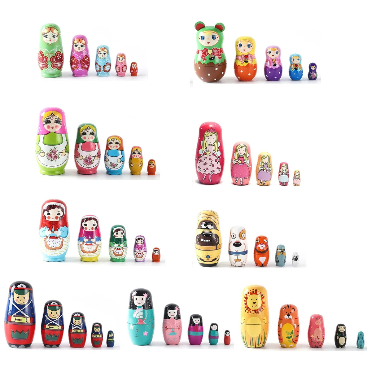 5PCS Matryoshka Dolls Nesting Dolls Cute Wood Russian