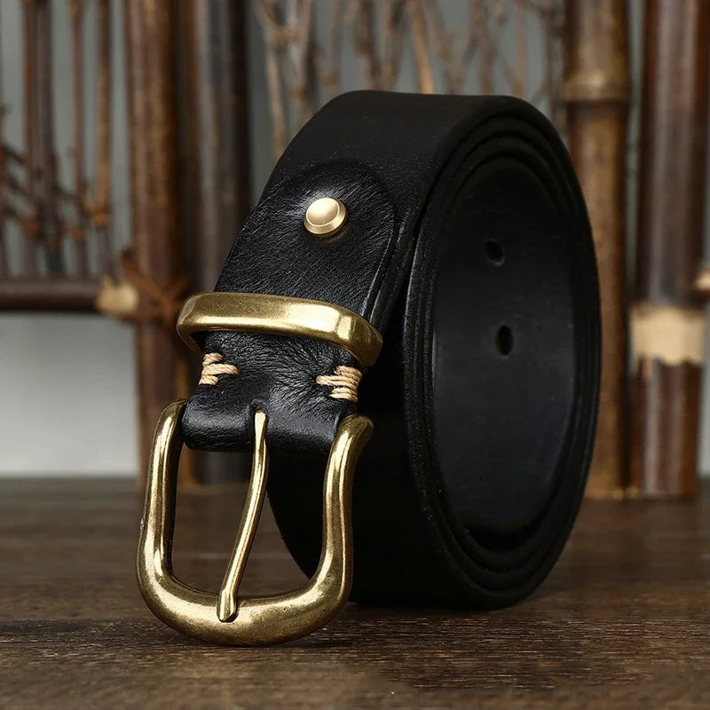 3.8CM Pure Cowhide Genuine Leather for Men High
