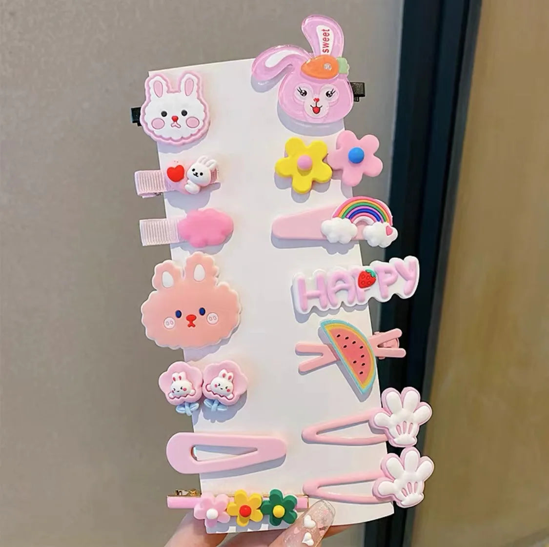 14Pcs/Set Cartoon Butterfly Rainbow Hairpin For Kids Girls