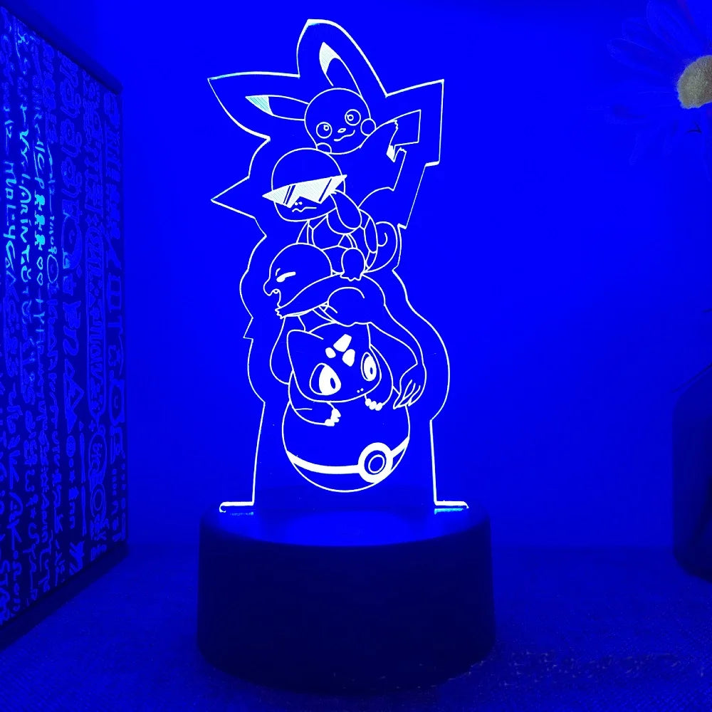Pokemon Pikachu Charizard Anime Figures 3D Led Night
