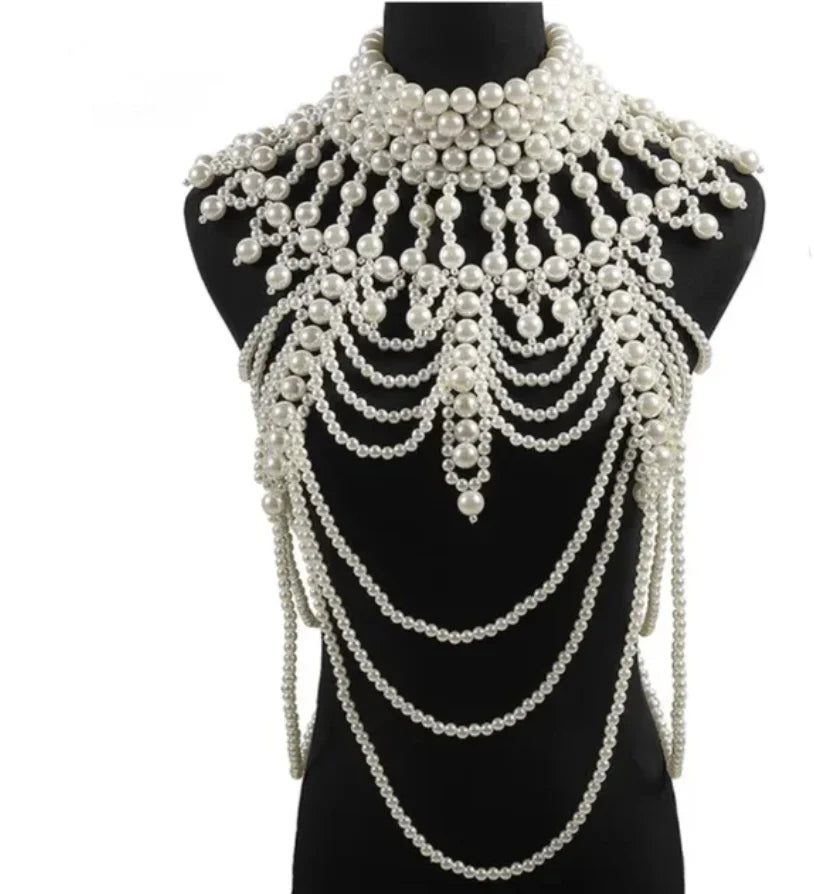Body Chain Jewelry Pearl Sexy Beaded Collar Shoulder