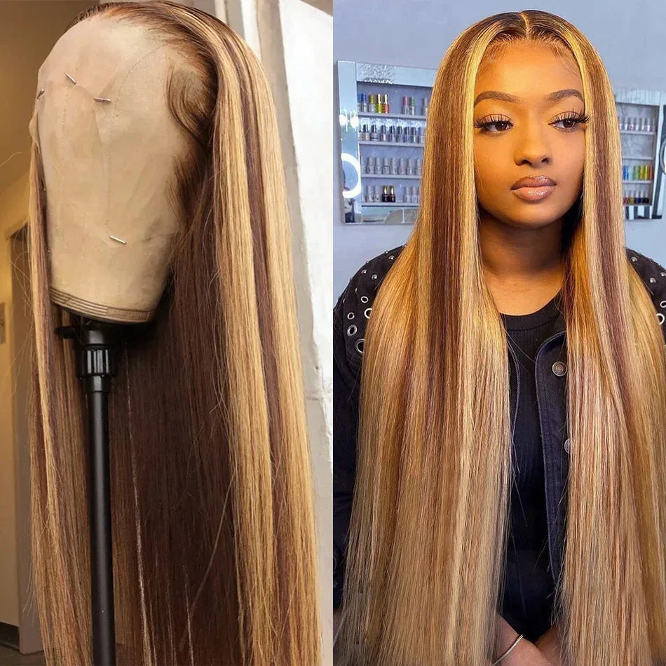 180 Density 30 Inch Highlight Honey Brown Curly