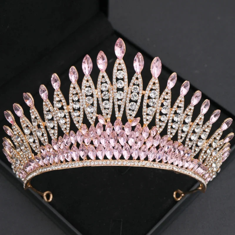 Pink Crystal Tiaras And Crowns For Women Bride