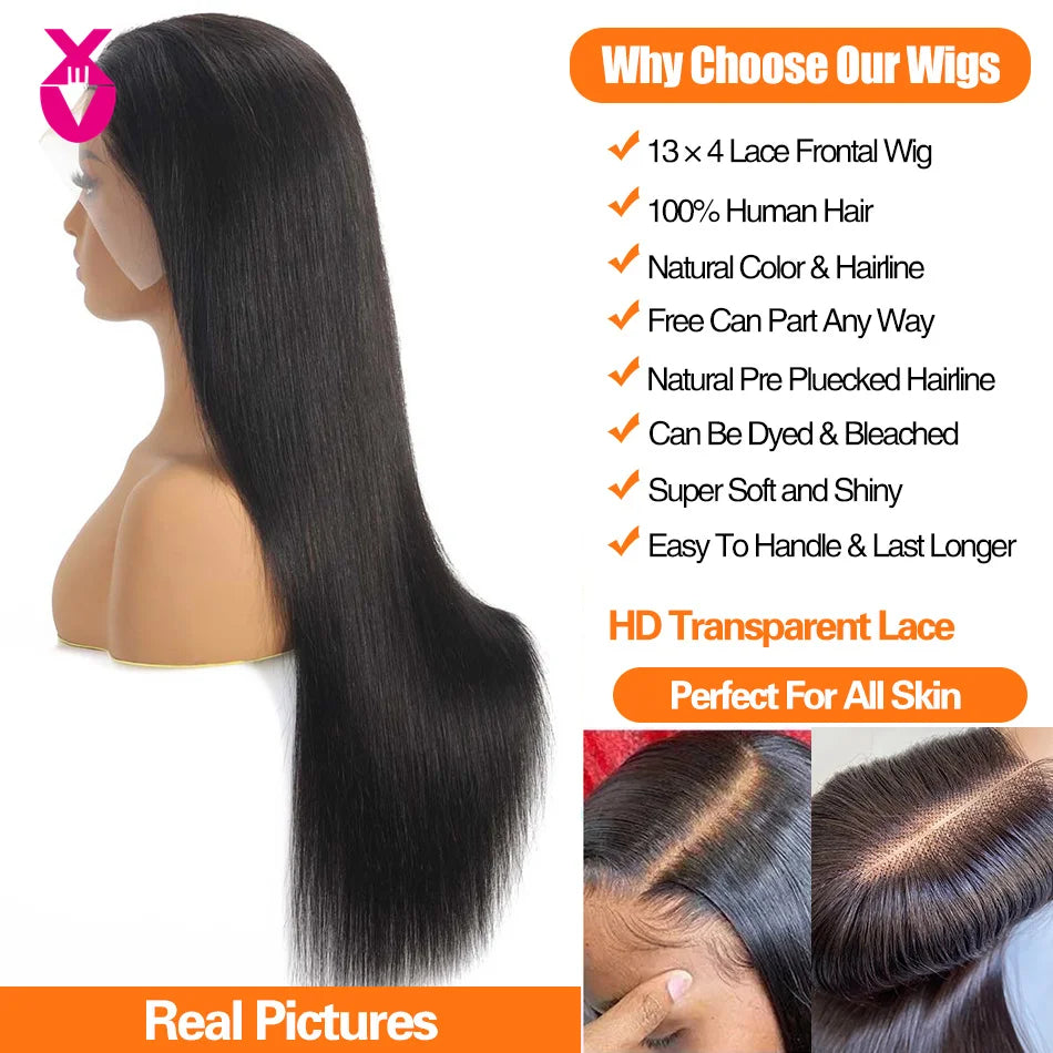 Bone Straight Lace Front Wigs Human Hair HD