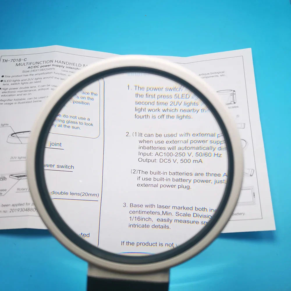 6X 25X Foldable Magnifying Glass with 8 Led