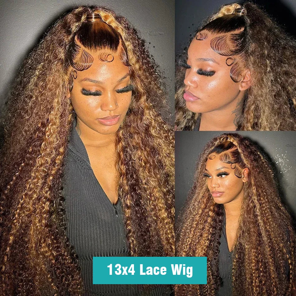 250 Density 30 Inch Highlight Honey Brown Curly