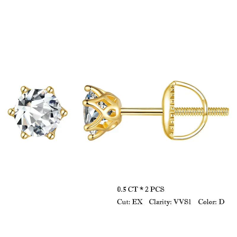 BAMOER Moissanite Stud Earrings, D Color Brilliant Round