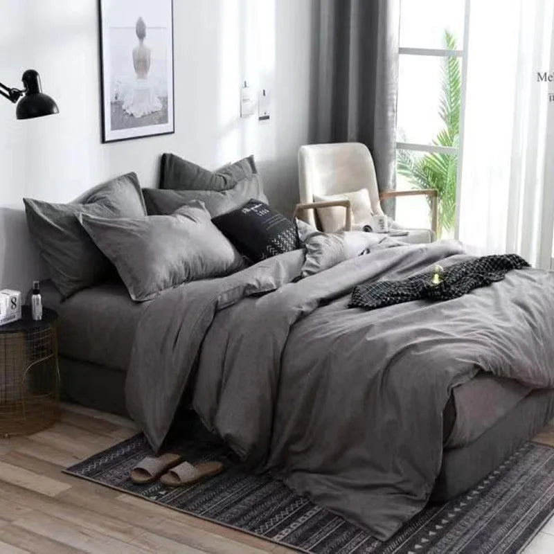 Couple Black Duvet Cover with Pillow Case Luxury