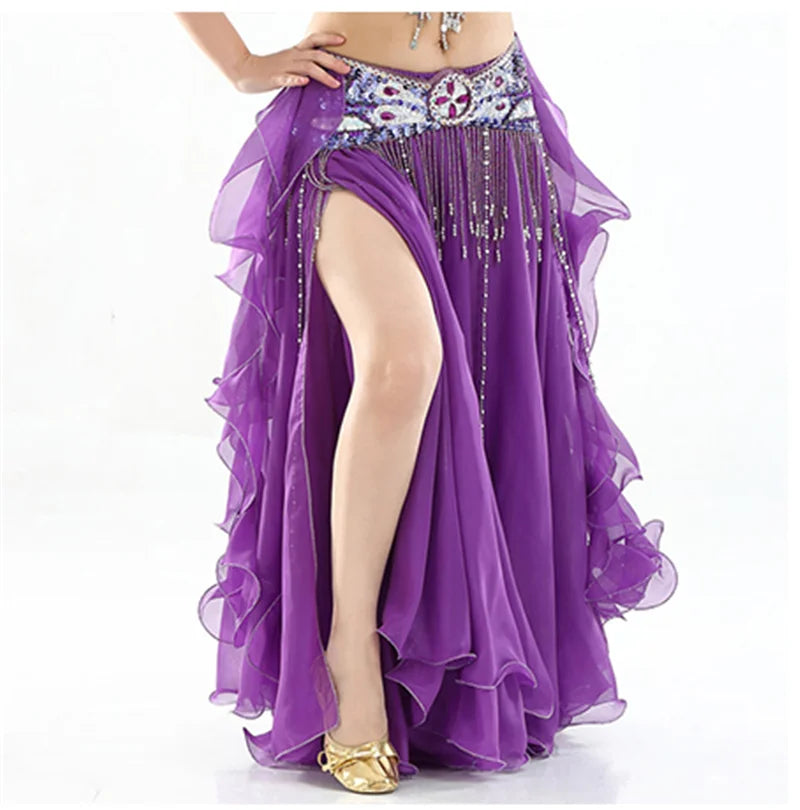 2022 New Belly Dancing Skirt Woman Chiffon Split