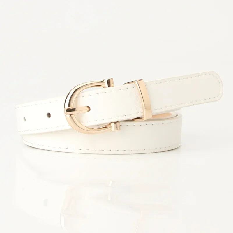 2023 Women Belts New PU Leather Simple Metal