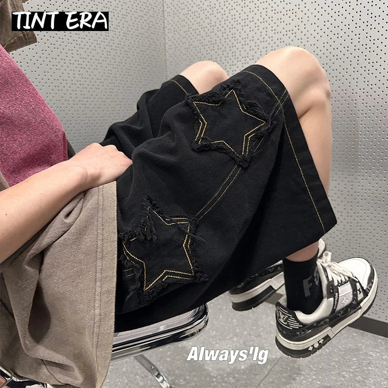 TINT ERA Y2K Mens Streetwear Breeches Star Korean