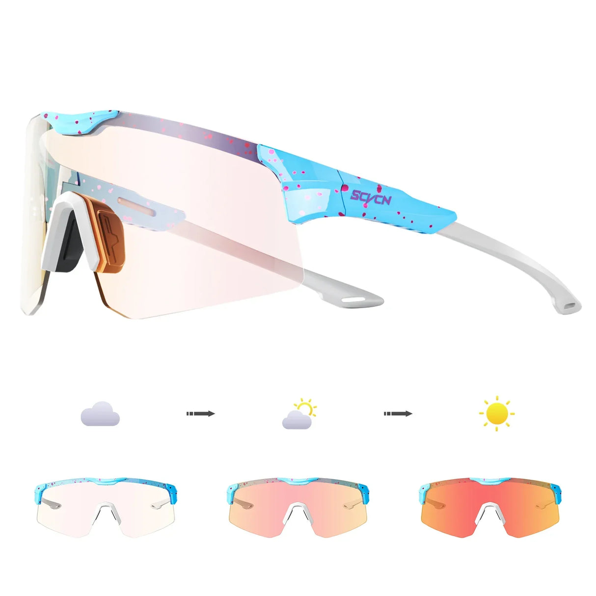SCVCN New bicycle Photochromic Cycling Sunglasses Sports Running