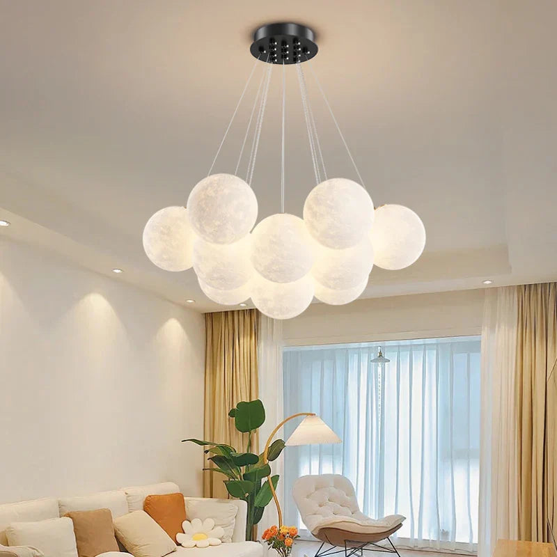 Modern 3D Moon Bubble Chandeliers Children's Room Decor