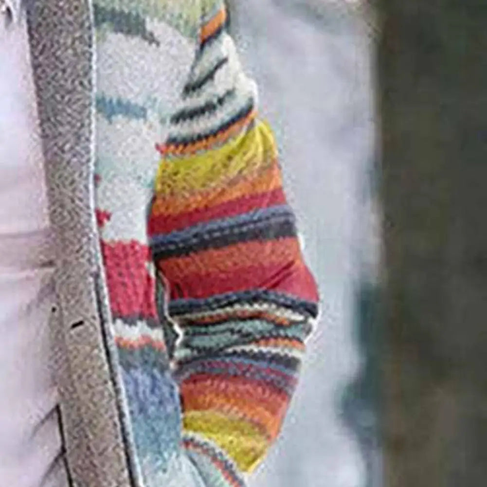 Durable Overcoat Men Skin-friendly Polyester Autumn Winter Rainbow