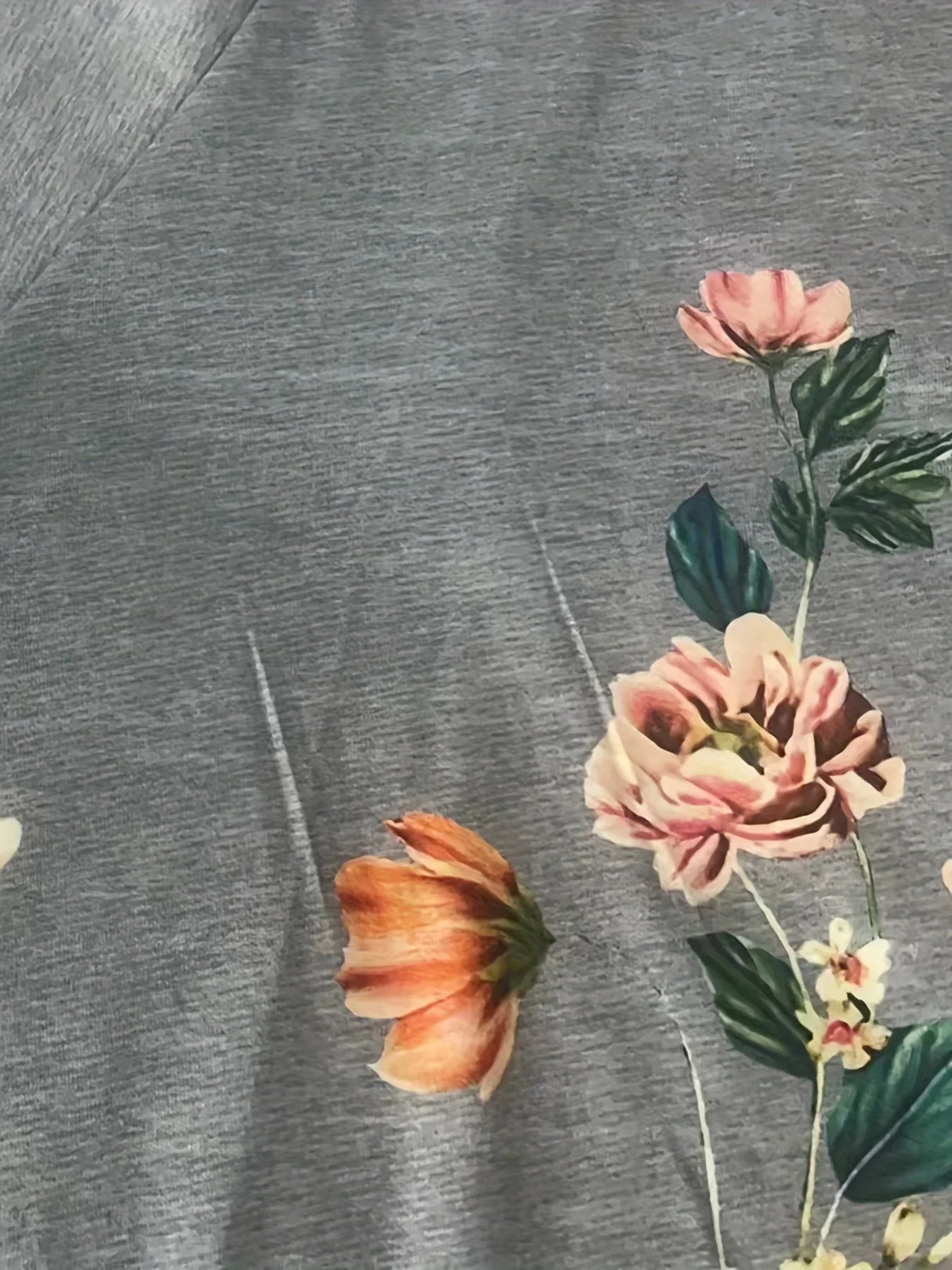 Plus Size Women Long Sleeve VNeck Flower Print