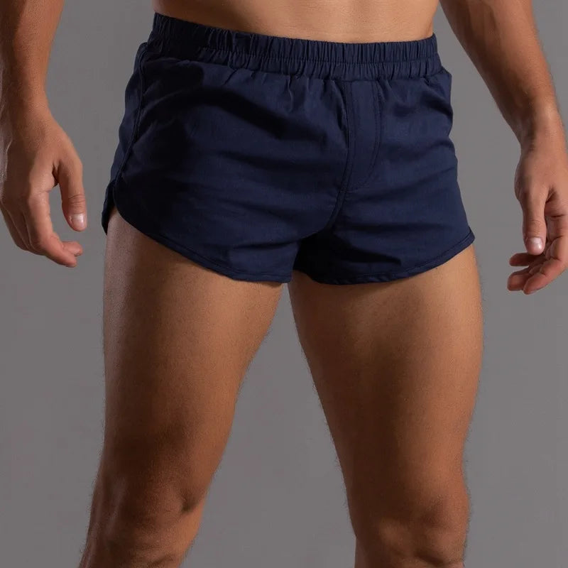 Mens Cotton Boxer Shorts Round Hem Sexy Home