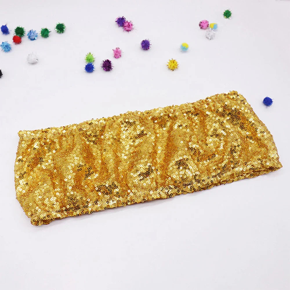 10/50pcs Gold Sequin Chair Sashes Sliver Party Chair