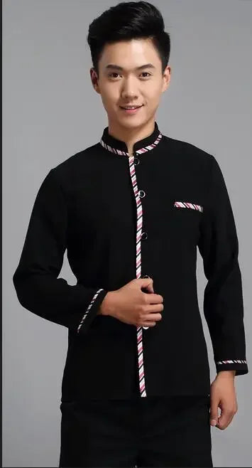 Long Sleeve Hotel Waiter Uniform Female Restaurant Topapron