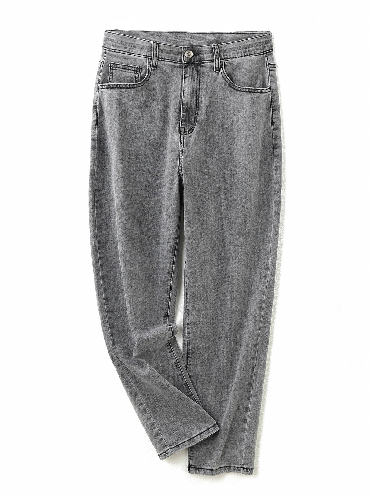 Plus Size Gray Jeans for Women Stretchy High