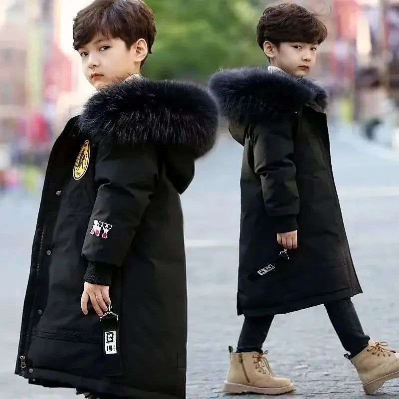 Winter Boys Thicken Long Jackets For kids 4-16Y
