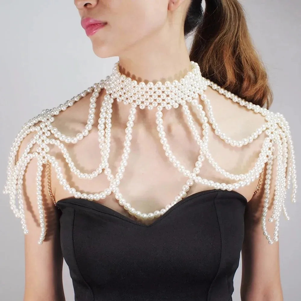 Women Body Chain Sexy Pearl Body Bra Chain