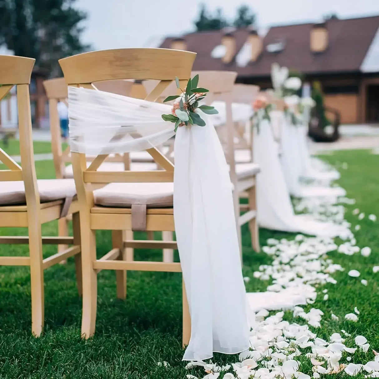 24 Pcs 17x250cm Green Chiffon Chair Sashes 12