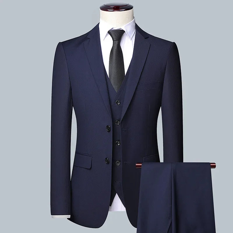 High Quality (Blazer+ Waistcoat + Trousers) Men Simple