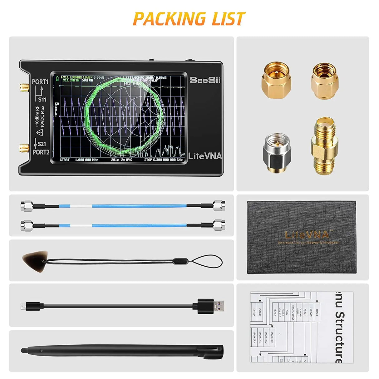 Upgraded NanoVNA 50kHz-6.3GHz Vector Network Antenna Analyzer 4"