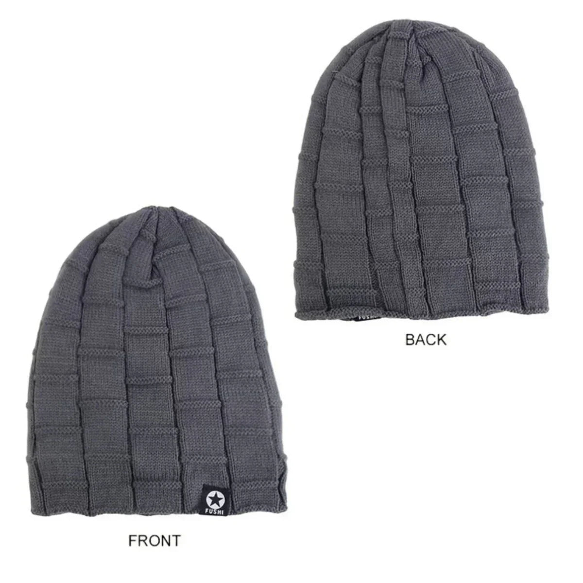 New Unisex Fleece Lined Beanie Hat Knit Warm