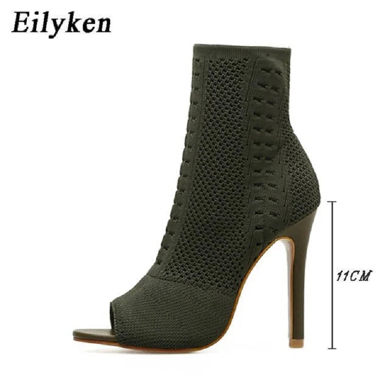 Eilyken New Style Peep Toe Ankle Boots Stretch