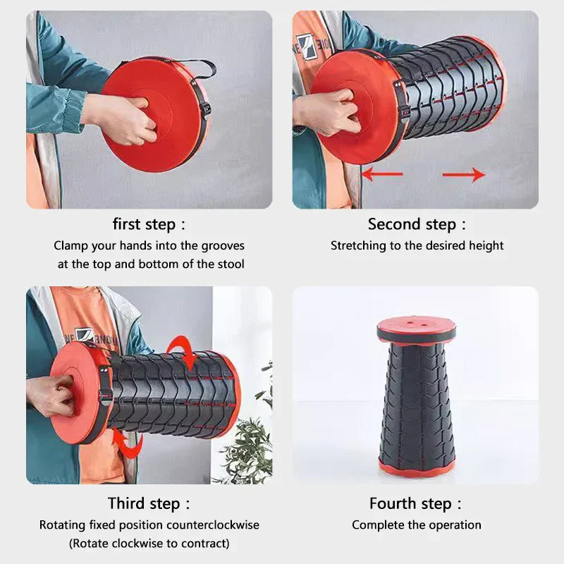 Portable Folding Telescopic Stool Lightweight Plastic Subway Queuing