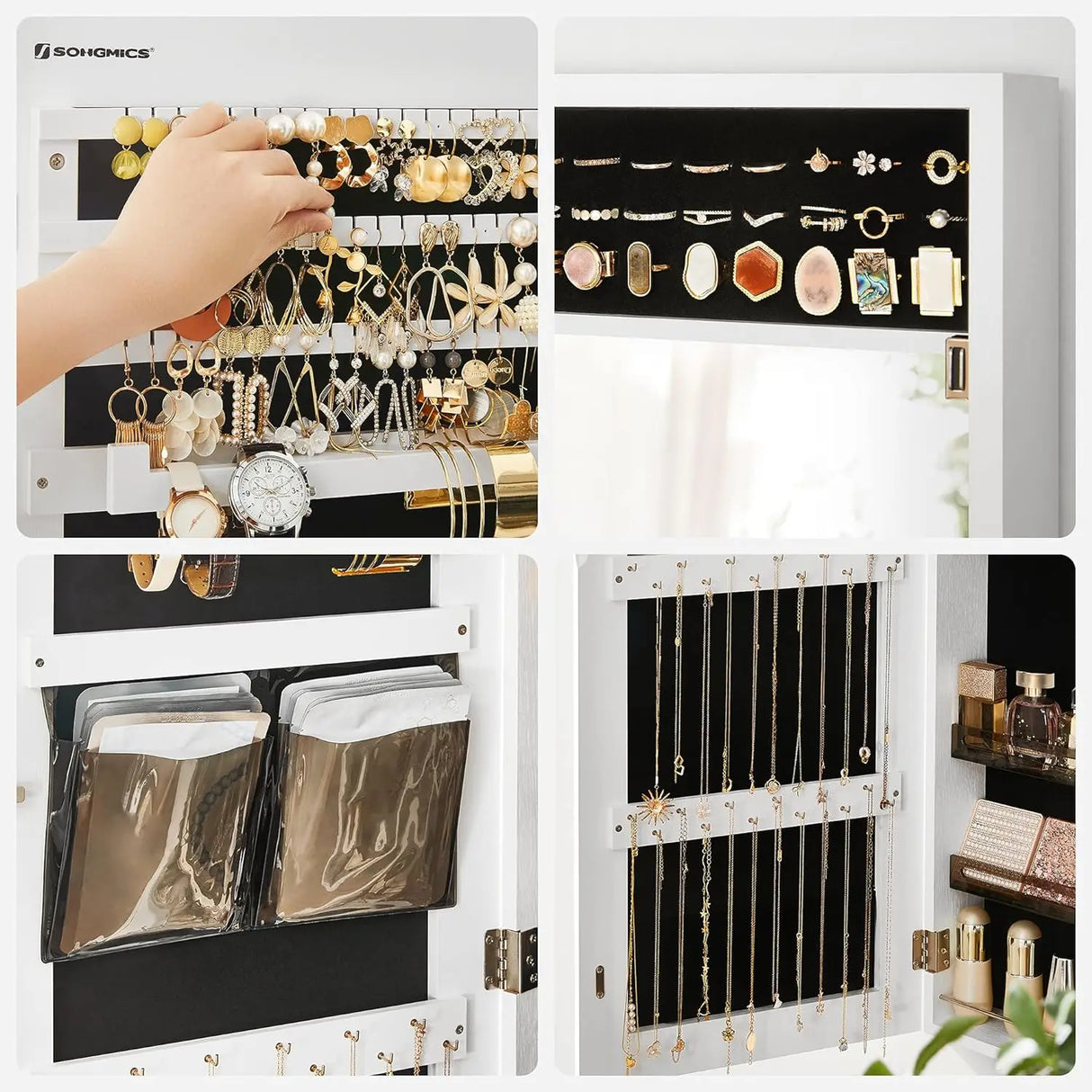 SONGMICS Jewelry Cabinet Armoire, Wall/Door Mount Storage Organizer