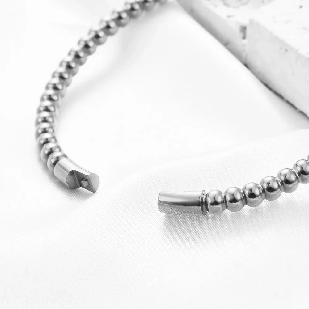 VQYSKO Stainless Steel Bangle Bracelet In Smooth Round