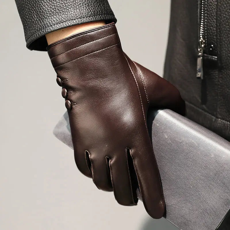 Sheepskin Genuine Leather Men's Gloves Fashion Driving Riding
